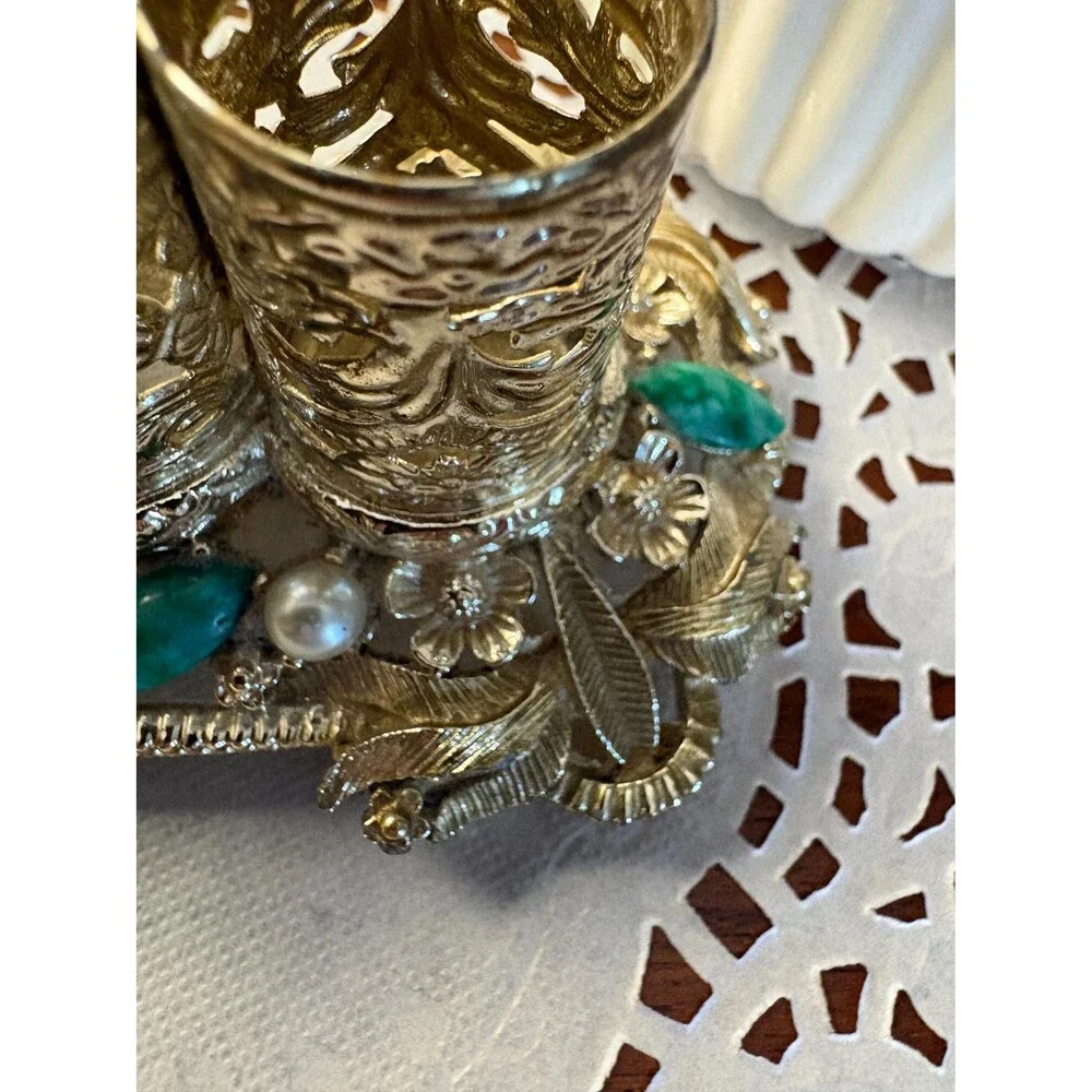 Vintage Sam Fink Gold Filigree Lipstick Holder Jeweled